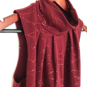 Burgundy Sequined Sleeveless Top
